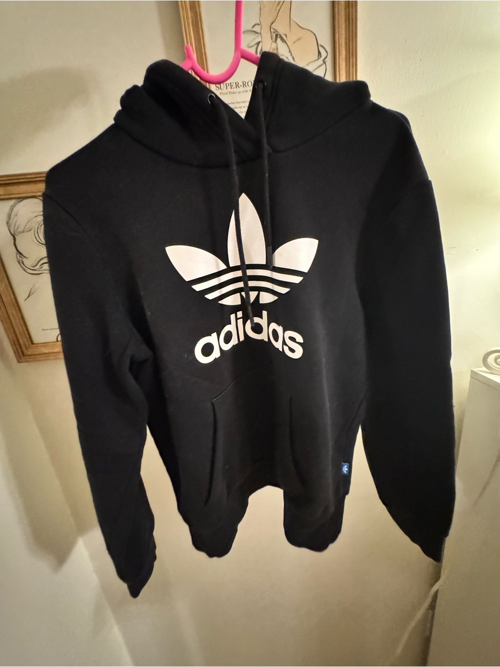 adidas Originals Black Hoodie with White Trefoil Tag